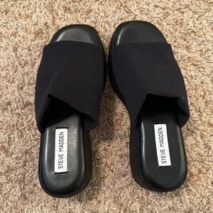 Steve Madden Size 7 Slinky 30 Black Sandals